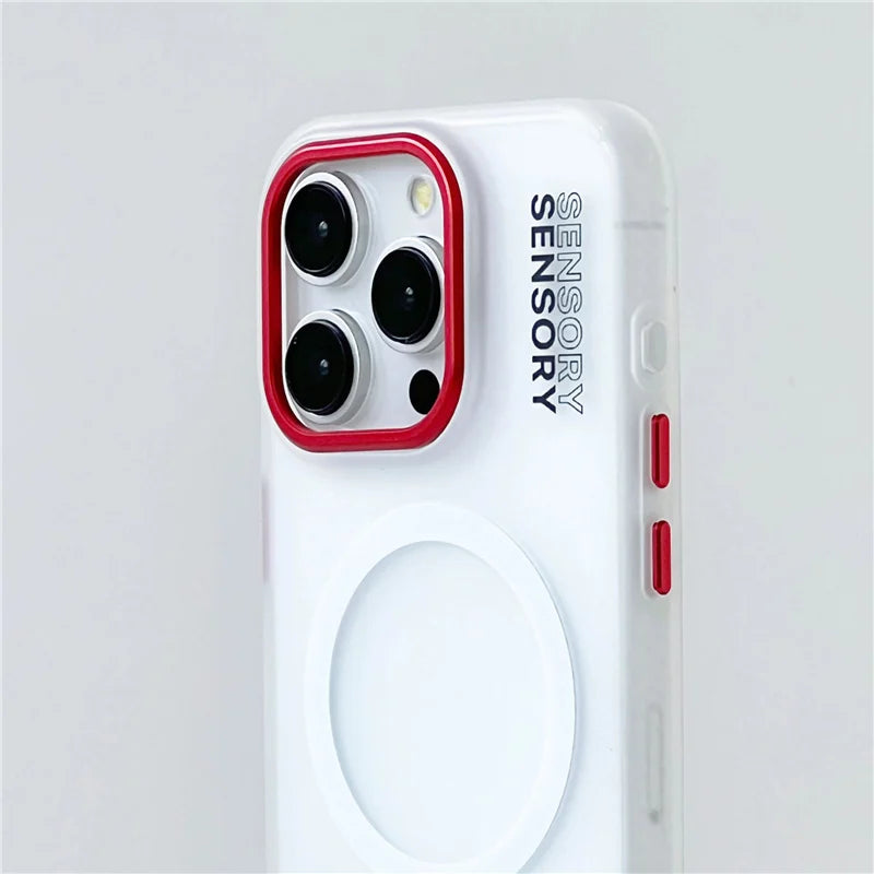Capa Magnética Compatível com MagSafe para iPhone, Design Fosco, Antichoque, Proteção Blindada com Cobertura Metálica para Câmera