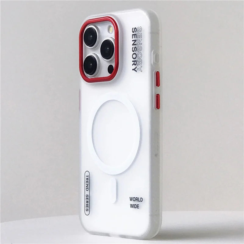 Capa Magnética Compatível com MagSafe para iPhone, Design Fosco, Antichoque, Proteção Blindada com Cobertura Metálica para Câmera